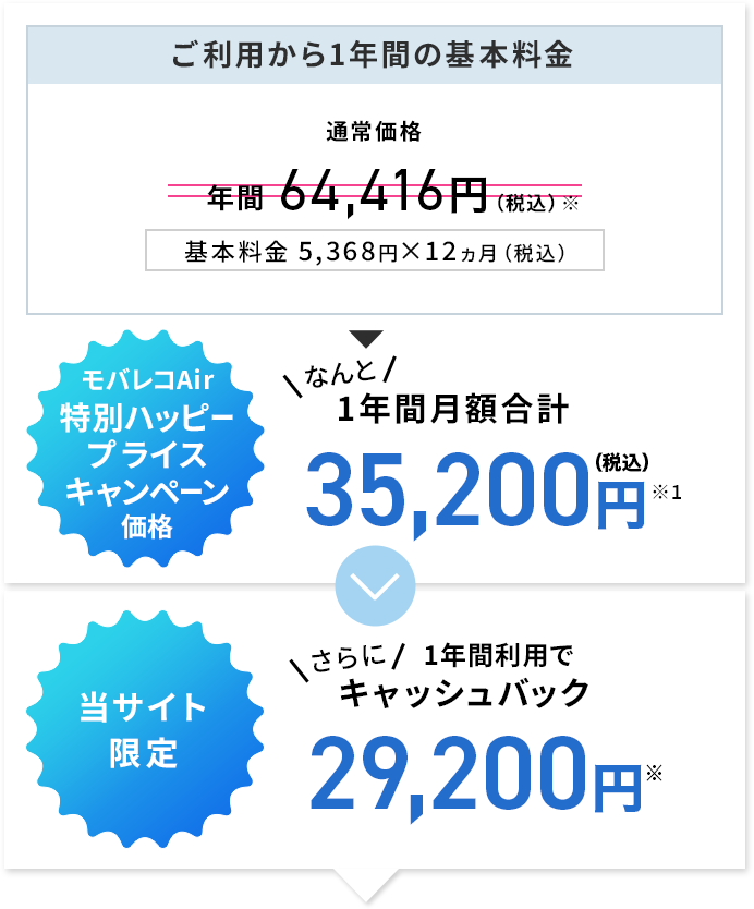 ご利用から1年間の基本料金