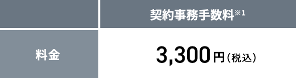 契約事務手数料※1 3300円（税込）